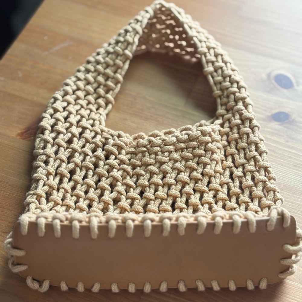 TAN CROCHETED MINI TOTE